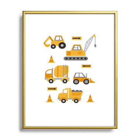 Lathe & Quill Construction Trucks Metal Framed Art Print