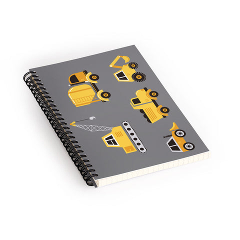 Lathe & Quill Construction Trucks on Gray Spiral Notebook