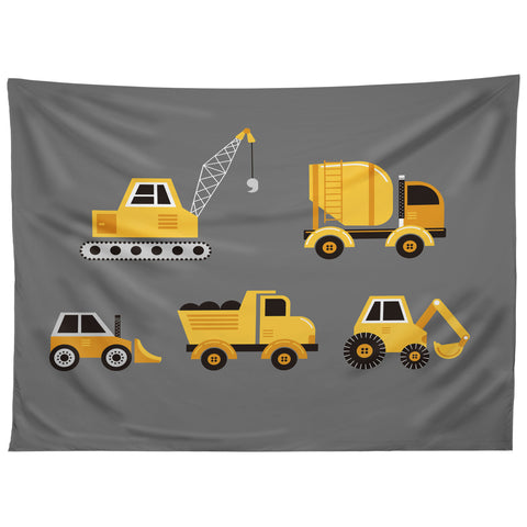 Lathe & Quill Construction Trucks on Gray Tapestry