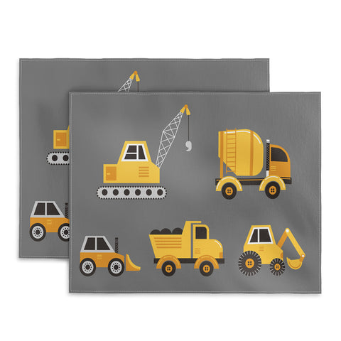 Lathe & Quill Construction Trucks on Gray Placemat
