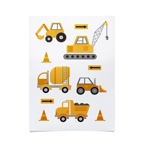Lathe & Quill Construction Trucks Poster