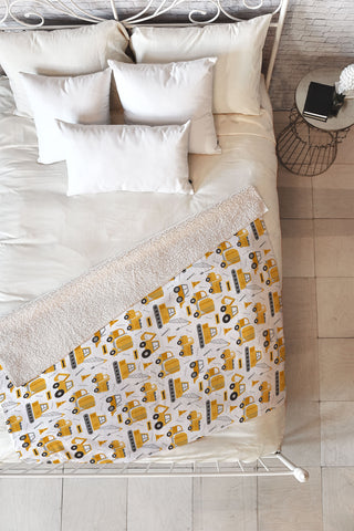 Lathe & Quill Construction Trucks Fleece Throw Blanket