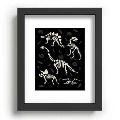 Lathe & Quill Dinosaur Fossils on Black Recessed Framing Rectangle