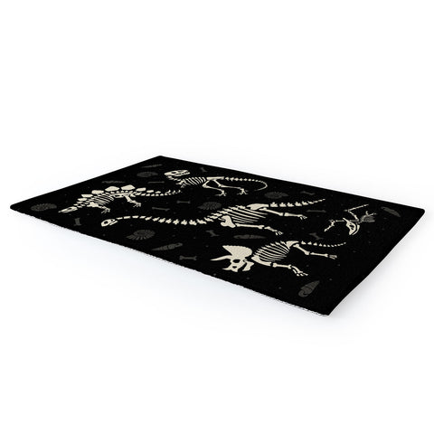 Lathe & Quill Dinosaur Fossils on Black Area Rug