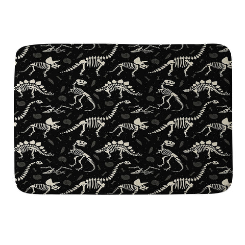 Lathe & Quill Dinosaur Fossils on Black Memory Foam Bath Mat