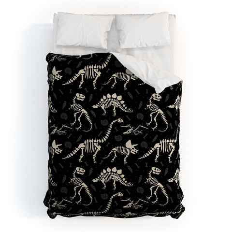 Lathe & Quill Dinosaur Fossils on Black Comforter
