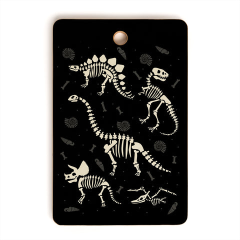 Lathe & Quill Dinosaur Fossils on Black Cutting Board Rectangle
