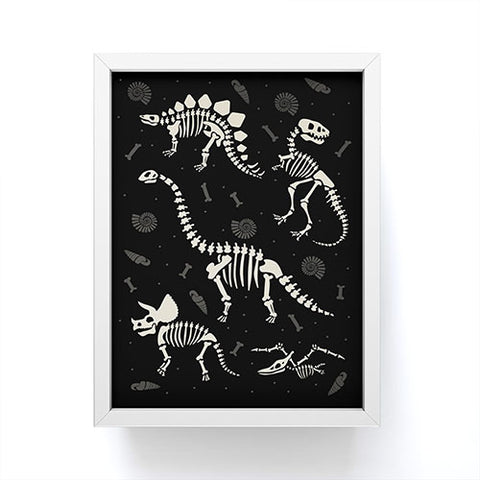 Lathe & Quill Dinosaur Fossils on Black Framed Mini Art Print