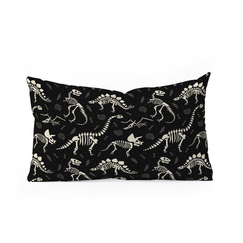 Lathe & Quill Dinosaur Fossils on Black Oblong Throw Pillow