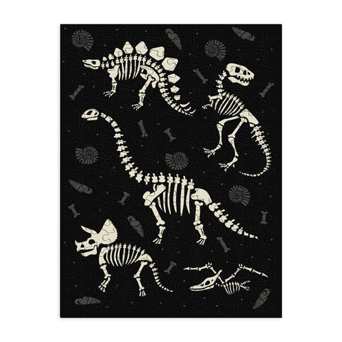 Lathe & Quill Dinosaur Fossils on Black Puzzle
