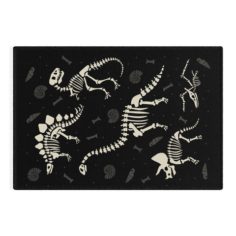 Lathe & Quill Dinosaur Fossils on Black Outdoor Rug