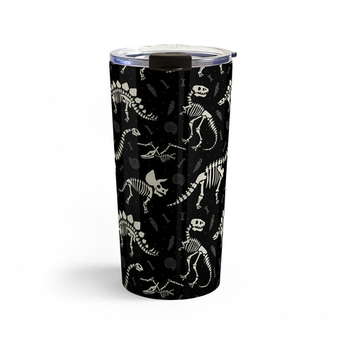 Lathe & Quill Dinosaur Fossils on Black Travel Mug