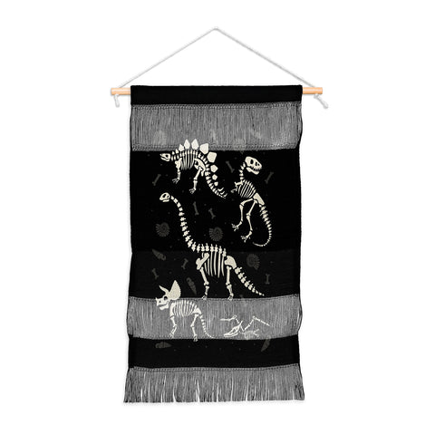 Lathe & Quill Dinosaur Fossils on Black Wall Hanging Portrait