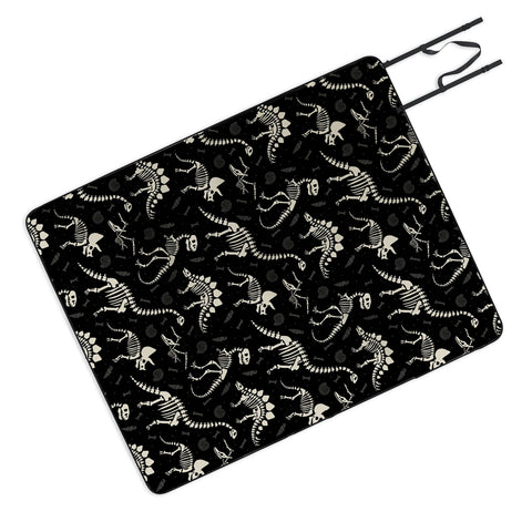 Lathe & Quill Dinosaur Fossils on Black Picnic Blanket