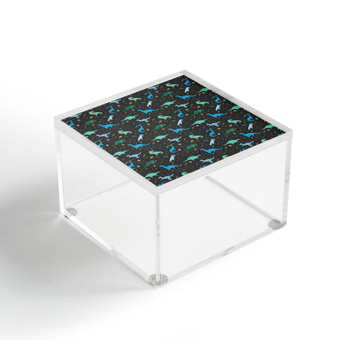 Lathe & Quill Dinosaurs in Space in Blue Acrylic Box