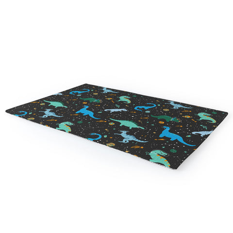 Lathe & Quill Dinosaurs in Space in Blue Area Rug