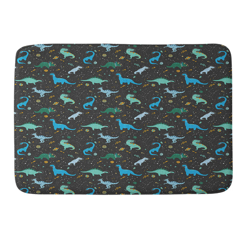 Lathe & Quill Dinosaurs in Space in Blue Memory Foam Bath Mat