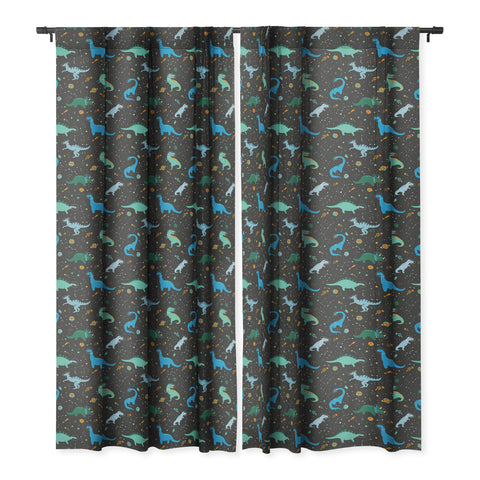 Lathe & Quill Dinosaurs in Space in Blue Blackout Non Repeat