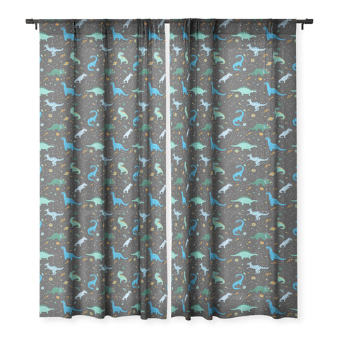 Lathe & Quill Dinosaurs in Space in Blue Sheer Non Repeat