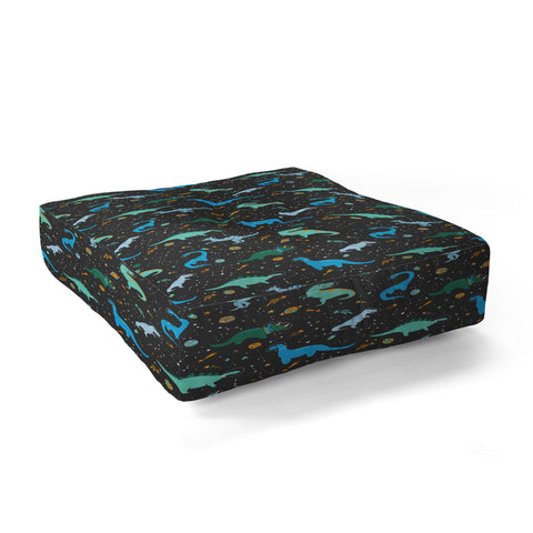 Lathe & Quill Dinosaurs in Space in Blue Floor Pillow Square