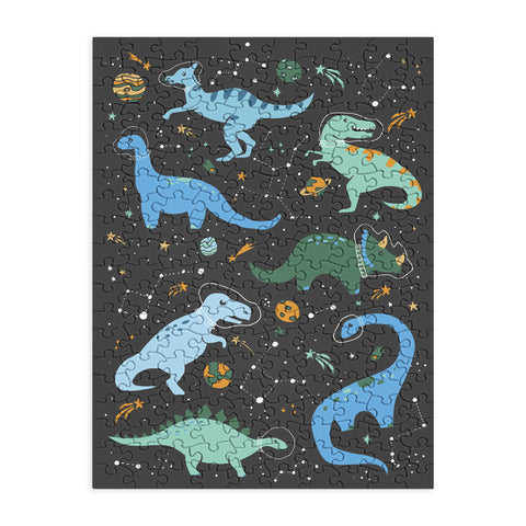 Lathe & Quill Dinosaurs in Space in Blue Puzzle