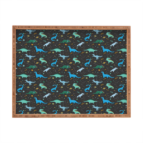 Lathe & Quill Dinosaurs in Space in Blue Rectangular Tray