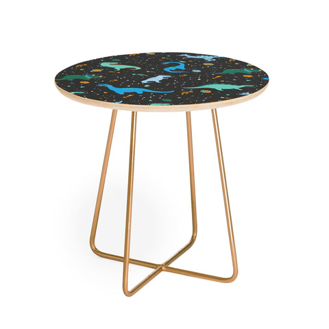 Lathe & Quill Dinosaurs in Space in Blue Round Side Table