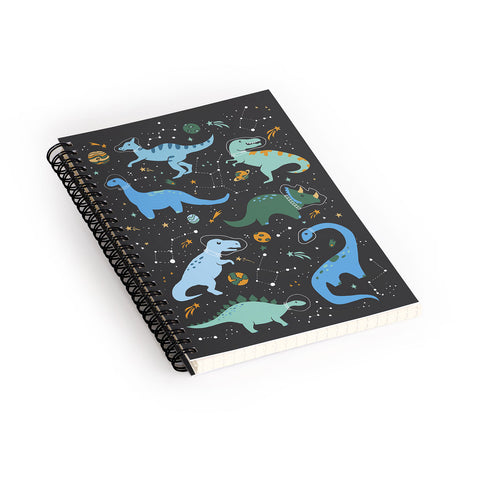 Lathe & Quill Dinosaurs in Space in Blue Spiral Notebook