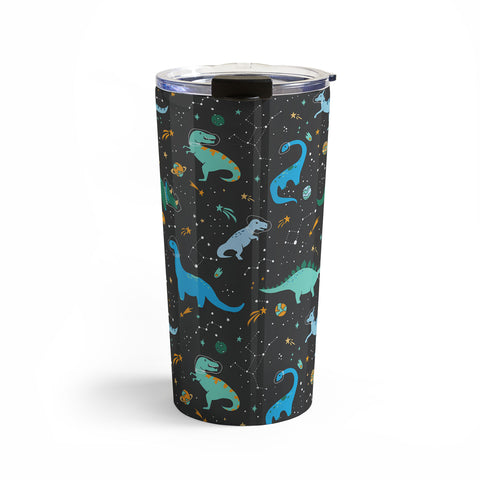 Lathe & Quill Dinosaurs in Space in Blue Travel Mug