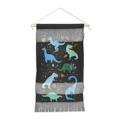 Lathe & Quill Dinosaurs in Space in Blue Wall Hanging Portrait