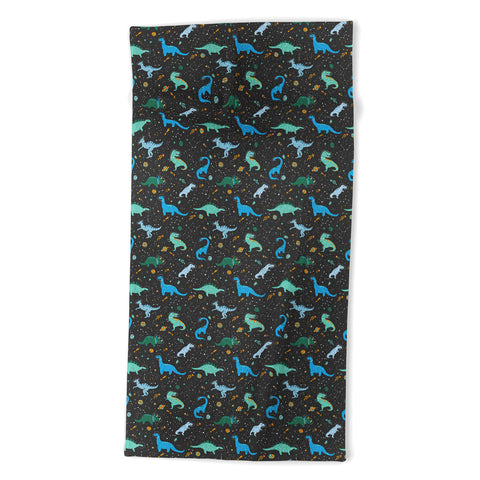Lathe & Quill Dinosaurs in Space in Blue Beach Towel