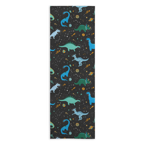 Lathe & Quill Dinosaurs in Space in Blue Yoga Towel