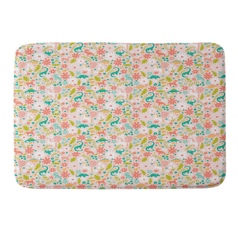 Lathe & Quill Dinosaurs Unicorns in Pink Teal Memory Foam Bath Mat