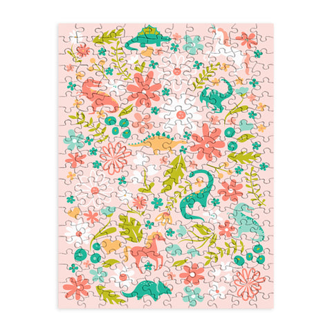 Lathe & Quill Dinosaurs Unicorns in Pink Teal Puzzle