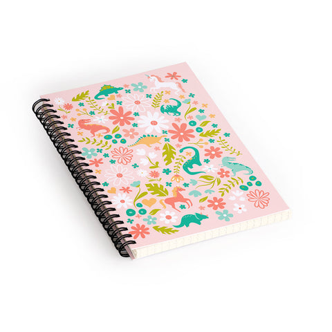 Lathe & Quill Dinosaurs Unicorns in Pink Teal Spiral Notebook