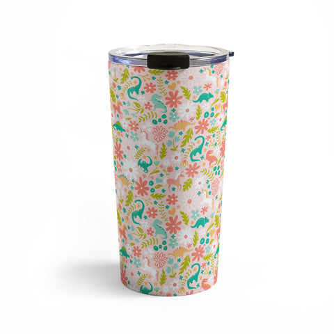 Lathe & Quill Dinosaurs Unicorns in Pink Teal Travel Mug