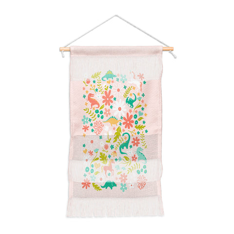 Lathe & Quill Dinosaurs Unicorns in Pink Teal Wall Hanging Portrait