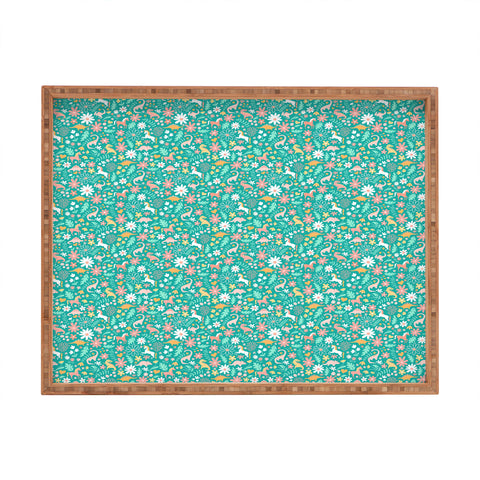 Lathe & Quill Dinosaurs Unicorns on Teal Rectangular Tray