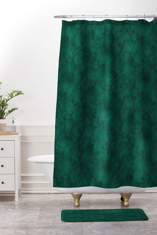 Lathe & Quill Emerald Scraped Texture Shower Curtain And Mat