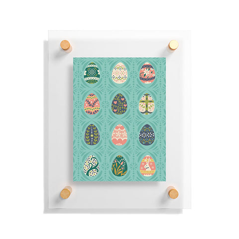 Lathe & Quill Floral Easter Eggs Aqua Floating Acrylic Print
