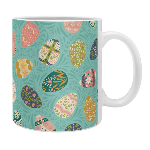 Lathe & Quill Floral Easter Eggs Aqua Coffee Mug