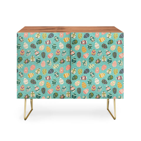Lathe & Quill Floral Easter Eggs Aqua Credenza