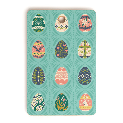 Lathe & Quill Floral Easter Eggs Aqua Cutting Board Rectangle