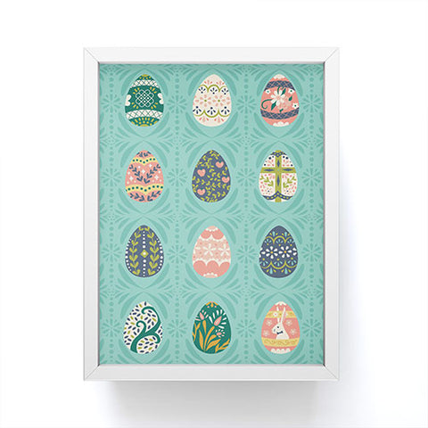 Lathe & Quill Floral Easter Eggs Aqua Framed Mini Art Print