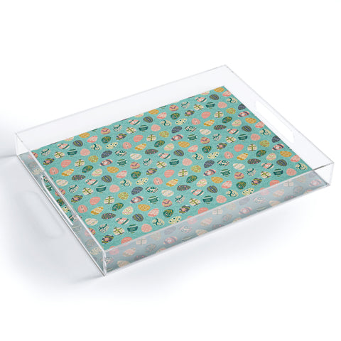 Lathe & Quill Floral Easter Eggs Aqua Acrylic Tray