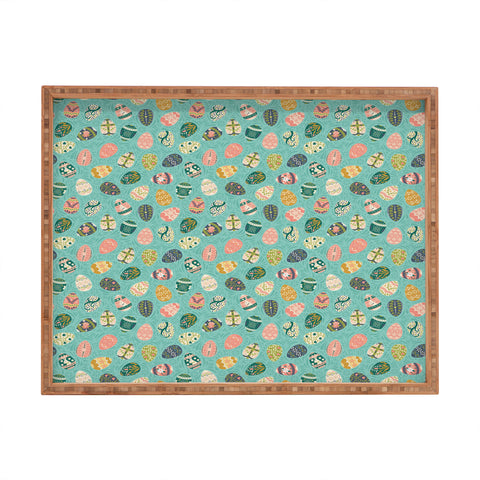 Lathe & Quill Floral Easter Eggs Aqua Rectangular Tray