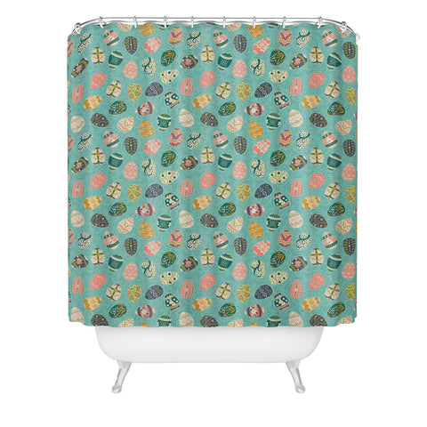 Lathe & Quill Floral Easter Eggs Aqua Shower Curtain