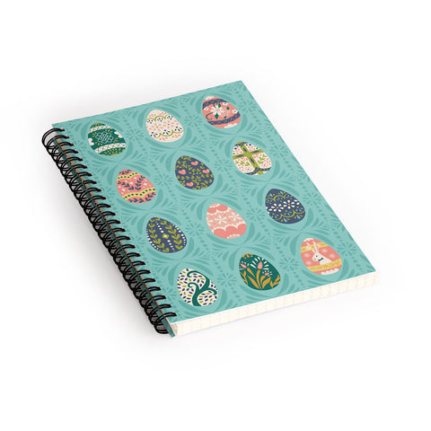 Lathe & Quill Floral Easter Eggs Aqua Spiral Notebook