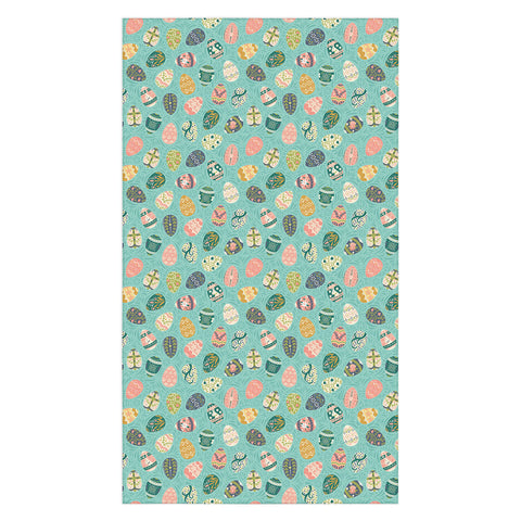 Lathe & Quill Floral Easter Eggs Aqua Tablecloth