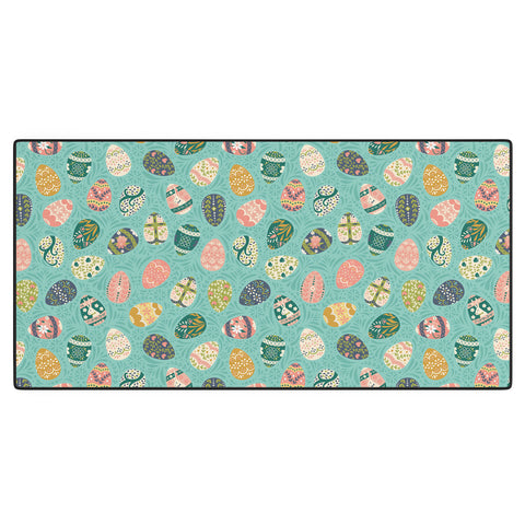 Lathe & Quill Floral Easter Eggs Aqua Desk Mat